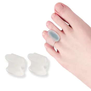 4шт = 2 двойки Гел за обръщане малките пръсти Ортопедичен разделител за пръстите на краката Тампон върху безименния пръст Противоизносный защитен ръкав Инструменти за грижа за краката