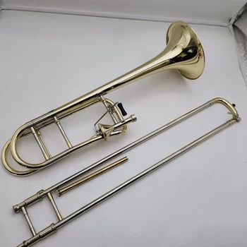 Професионален тромбон Bb-F, настроена мед позлатените трубным инструмент, висококачествен рог с корпус