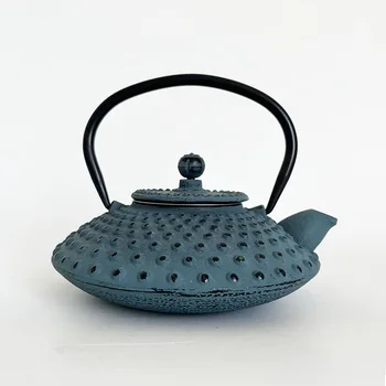 Японски Тъмно Син Чугун Кана Обем 450 МЛ С SS-приготвяне на чай и Емайл, Вътрешна Повърхност, Старият холандски Чайник Tetsubin за Приготвяне на Чай