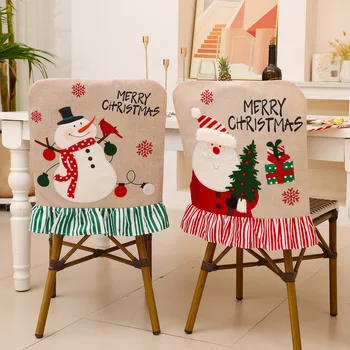 Коледна делото на стола, Шапка на Дядо Коледа, Коледни украси за дома, Коледна украса 2024 г., калъфи за столове Noel, декор
