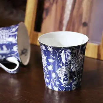 Керамични кафеена чаша с цветя модел William Morris, реколта чаши за кафе от костен Порцелан, Чаша за чай с мляко, Уникален подарък, Ретро декор за дома