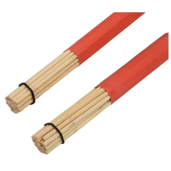 3 Двойки барабана за зъби с бамбуковым пръчка с дължина 40 см, пръчици за джаз народна музика (червени)