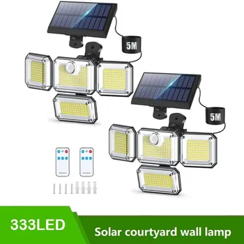 Соларни лампи на открито 500 W IP65, водоустойчив слънчеви стенни тела на открито, 3 режима, слънчев сензор за движение, охрана, лампа за градина и двор