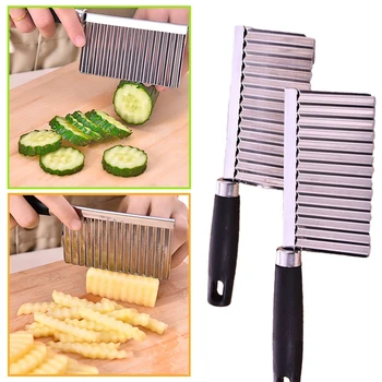 Нож с вълнообразен форма от неръждаема стомана, творчески кухненски инвентар, овощерезка за картофи, инструмент за рязане, удобен и малък
