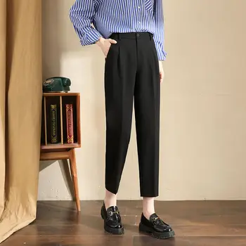 Лейди Лято и пролет 2023, нови корейски модни преки свободни ежедневни панталони с висока талия Harlan, дамски панталони A50