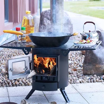 Скандинавските чименеи от неръждаема стомана за улично нагревател Фурна барбекю Креативна двухкрылая настолна печка на дърва за нощуване на открито