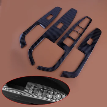 Черно Стил, изработени от Въглеродни Влакна ABS Автомобилен Ключ Стеклоподъемника Панел Накладки Комплект е Подходящ за Hyundai Elantra 2017 2018 2019 2020 LHD