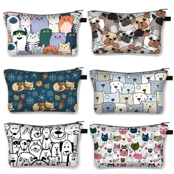 Kawaii Мультяшная котешка куче косметичка, сладко коте, щенячьи козметични чанти, дамски чанта за тоалетни принадлежности, чанта за червило, косметичка за момичета