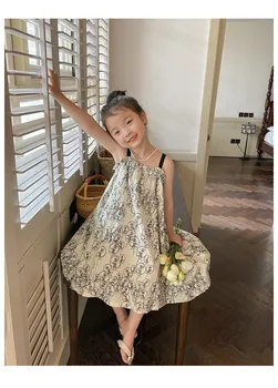 За момичета обличам в корейския цвете рокля каишка рокля 2022 Детски рокли за момичета, деца рокля цвете момиче рокли момиче облекло