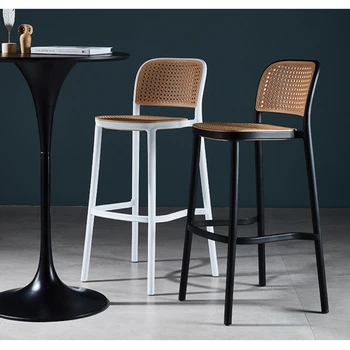 Ретро бар столове от ратан от масивно дърво, минималистичная бар мебели, скандинавски Дизайн на облегалката за отдих, на Висок стол бар, Модерен хотелски офис