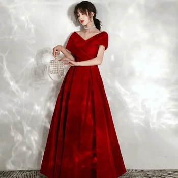 2020 Ново Сватбена бордовое рокля за Наздравици, Темпераментное тънката рокля с вратата на багажника, банкет вечер-секси дълга рокля с пола