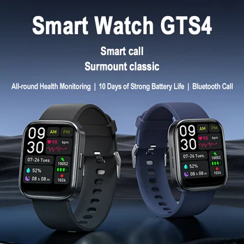 GTS4 Смарт часовници 1,69 инча Bluetooth Говорещи часовници Спортни наблюдение на сърдечната честота, за Определяне на съдържанието на кислород в кръвта Информация за сън Телефон смарт часовници