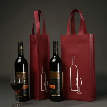500 бр./лот, Индивидуални за многократна употреба 1/2/3/4/6 Бутилки, Опаковки за червено вино, нетъкан пакет, Чанти от рециклирани продуктовата плат с логото Си