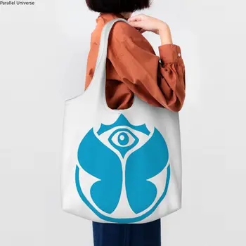 Енергийна ефективност Синя чанта за пазаруване Tomorrowlands Дамски холщовая чанта-тоут през рамо, миещи хранителни чанти за купувачите, Чанти