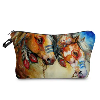 Косметичка с цветно изображение, кон, жена косметичка, мини-чанта за пътуване с индивидуален дизайн, практично косметичка за съхранение