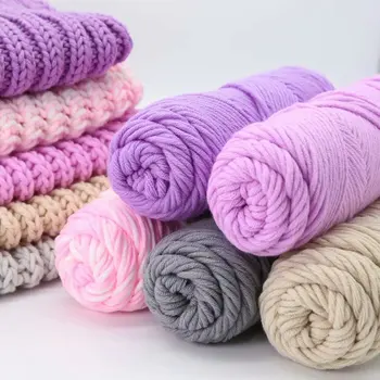 100 г млечен-памучна прежда, мека и приятна за кожата, нежни, щадящи околната среда за ръчно плетиво, вълнен пуловер, палто, шал, вязаная капачка