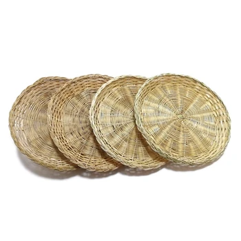 6 бр. бамбукови титуляр за хартиени чинии - 10-Инчов през цялата тъкани държач за чинии, за многократна употреба държачи за хартиени чинии за пикник