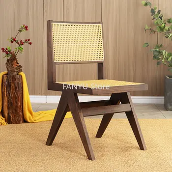 Трапезни столове от ратан в скандинавски стил, Дървени трапезни столове с облегалка за дневна, спалня, Балкон, Cadeira De Jantar, Мебели за дома WZ50DC
