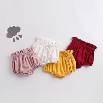 Очарователните летни шорти от разцъфнал памук и лен за малки момиченца, дрехи за малките момичета, къси гащи за деца от 0-3 години