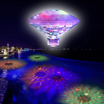 Led плаващ лампа за басейна, цветен плаващ лампа с форма на диамант, Водоустойчива RGB led лампа за басейн, аквариум, декорация на баня