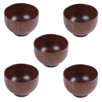 5X Дървени мисок Дървена купа за Супа Контейнер за здравословно Хранене Реколта Трапезария и посуда Кухненски Принадлежности