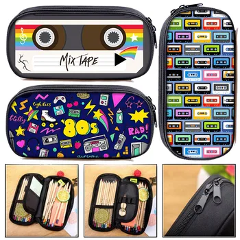 Кассетный магнетофон, молив случай с принтом 80-90-те години, козметични чанти за тийнейджъри, модерен молив случай, ученически пособия, подарък