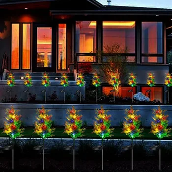 Слънчеви Градински фенери на открито, Слънчеви светлини на кипарисовой коледната елха, Коледни Украси, Водоустойчив Слънчева светлина на цветен дървото, Многоцветни