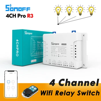 Sonoff 4CH Pro R3 / 4CH R3, Умен Реле-прекъсвач Wi-Fi, 4 Канала 433 RF Управление eWeLink APP Гласово Управление С Алекса Google home