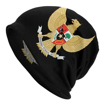 Национална емблема на Индонезия, шапки, шапки за мъже и жени, тенденция зимна топла вязаная шапка унисекс за възрастни, шапки с флага Индонезия
