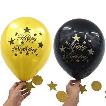 12 бр. Розово Злато, Черни балони честит рожден Ден, гелиевые латексови балони, украса за парти в чест на рождения ден, играчка за парти в чест на рождения Ден