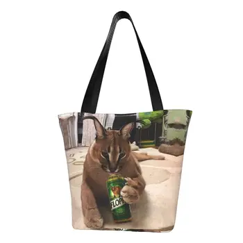 Големи чанти за пазаруване, мем-Флопа, чанти за пазаруване, холщовые чанти за пазаруване, чанта за рамо, по-голямата Голям Преносима чанта за каракалевых котки
