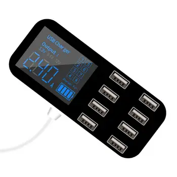 Зарядно устройство за запалка 8USB Автомобилен център С LCD дисплей С LCD дисплей зарядно устройство Адаптер за захранване