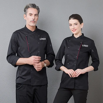 Униформи главен готвач за мъже и жени с логото на ресторанта Персонализирано облекло готвачи ръкави на ризата яке Works Дизайн върха принт фигура