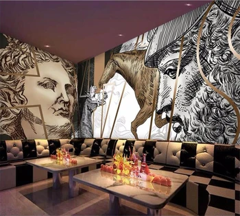 beibehang, изработени по поръчка стенопис 3D всякакъв размер, в съвременната европейска и американска ръчно рисувани статуята на Давид, бар, кабелна телевизия, фоново декорация на стени